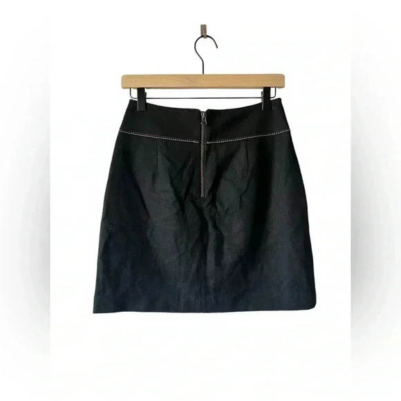 Loft Black Western Embroidered Wool Skirt 0 - Picture 3 of 5